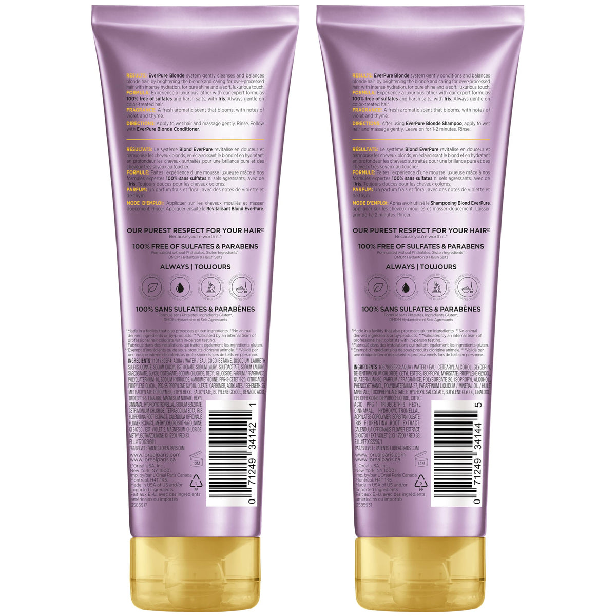 L'Oreal Paris on a model with neutralized blonde, shiny hair