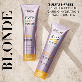 Close-up of L'Oreal Paris pump dispensing EverPure Blonde shampoo for easy application