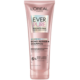 L'Oreal Paris front bottle showing EverPure Bond Repair+ shampoo for gentle strengthening