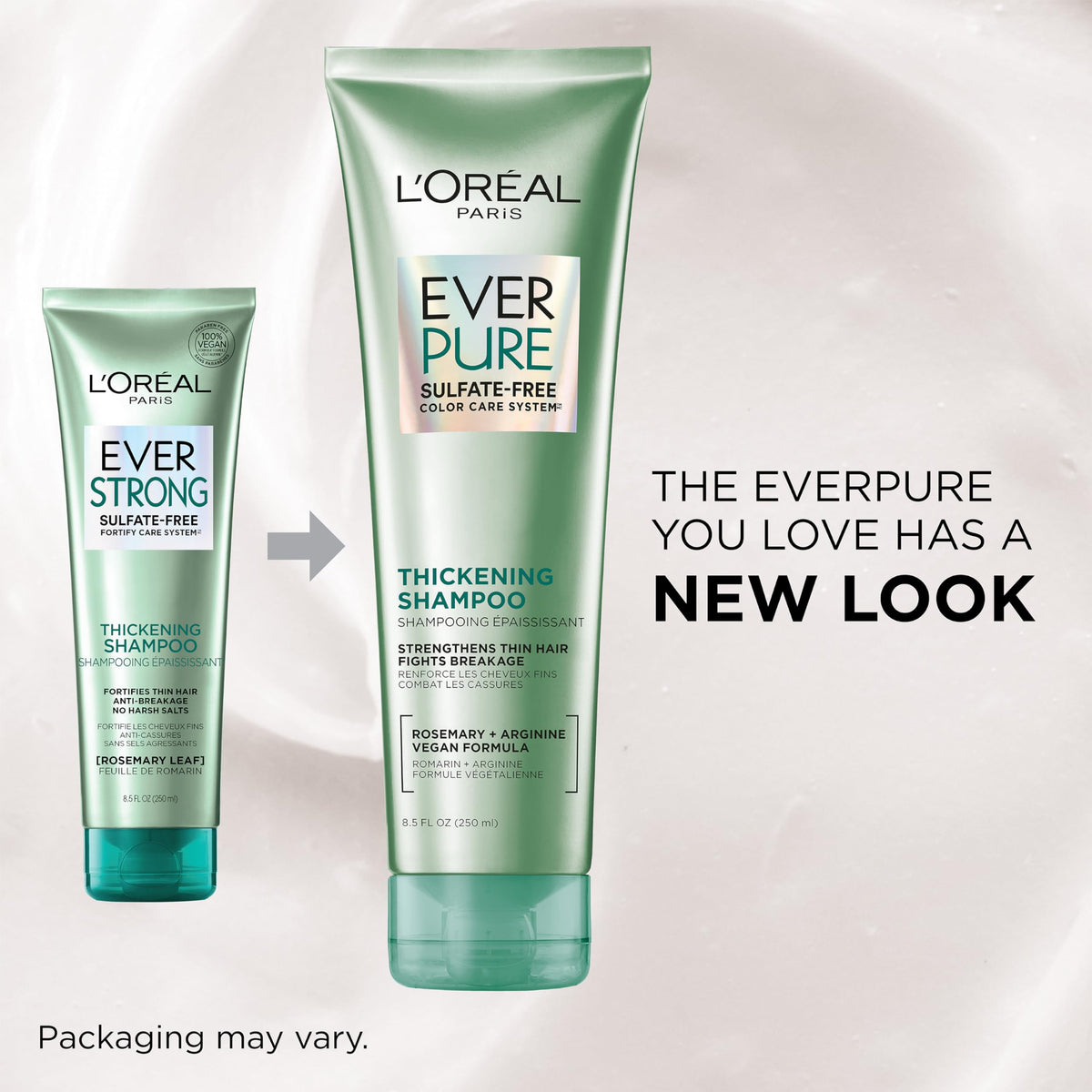 L'Oreal Paris EverPure creamy texture close-up shows lightweight conditioning