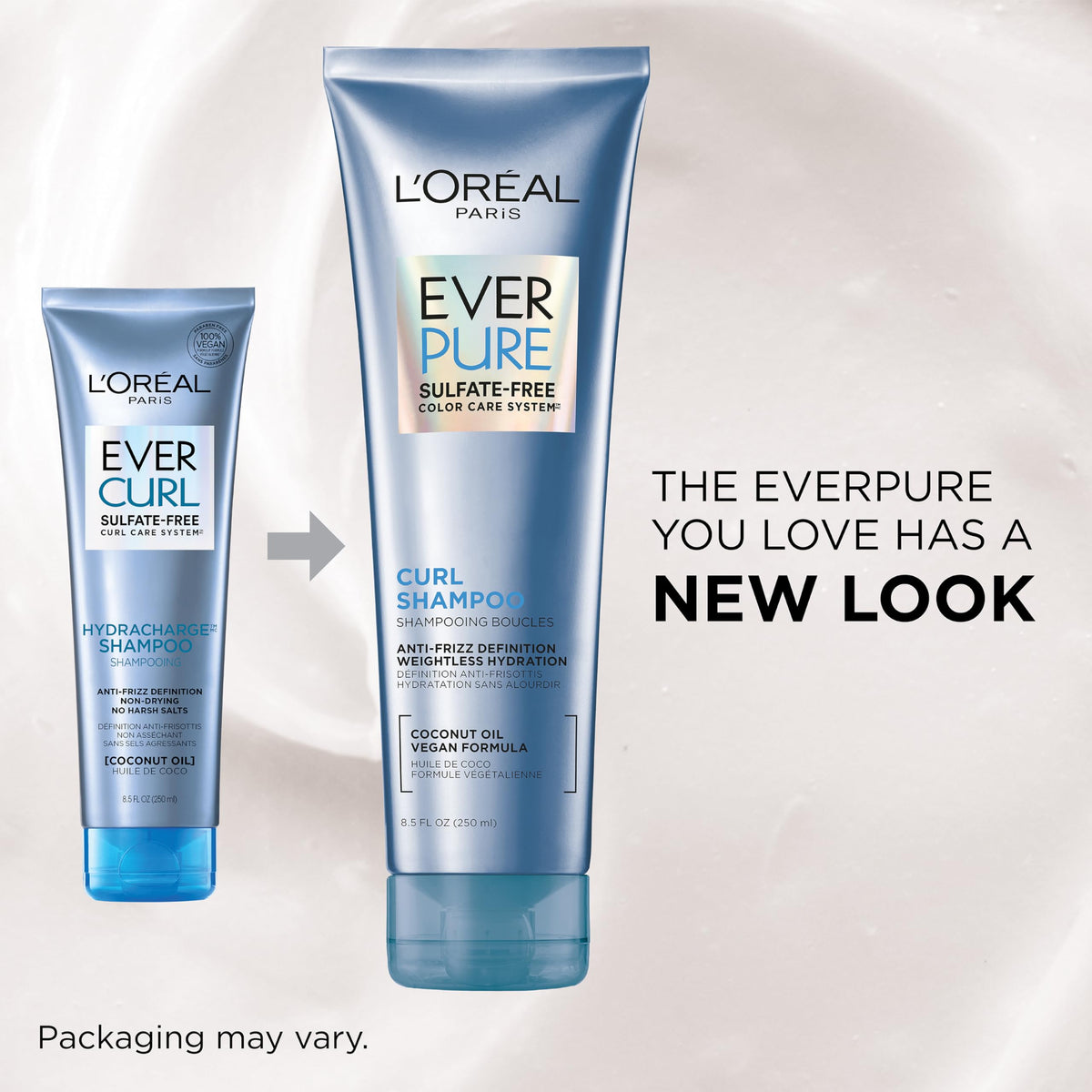 L'Oreal Paris EverPure conditioner texture dispensed to show lightweight cream