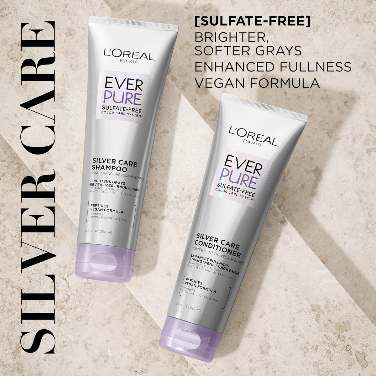 L'Oreal Paris label close-up highlights vegan, sulfate-free benefits