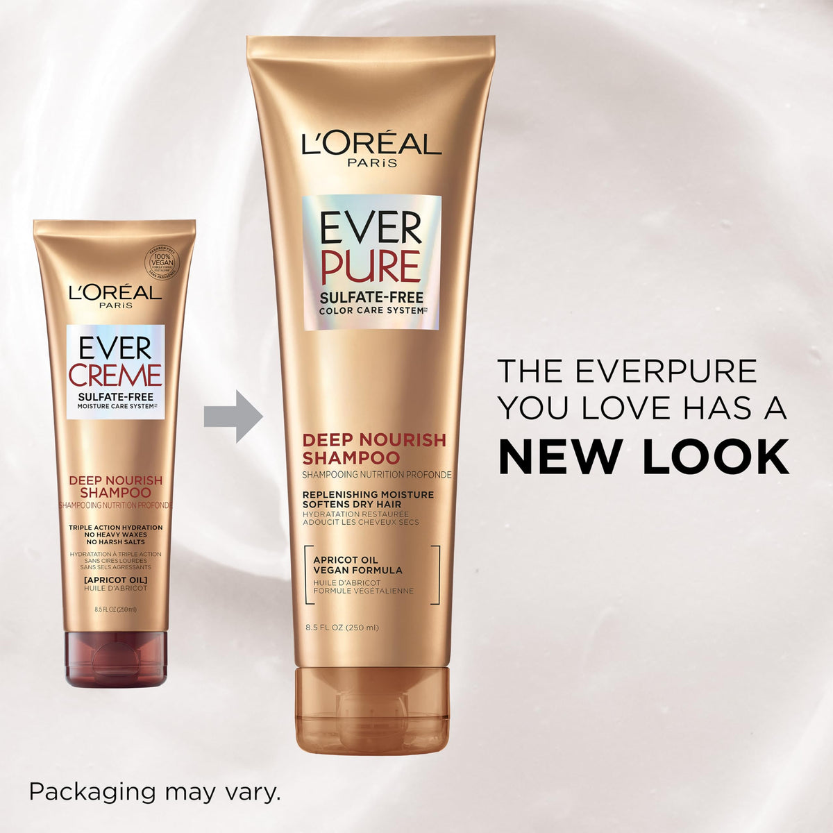 L'Oreal Paris EverPure creamy conditioner texture demonstrating smooth application