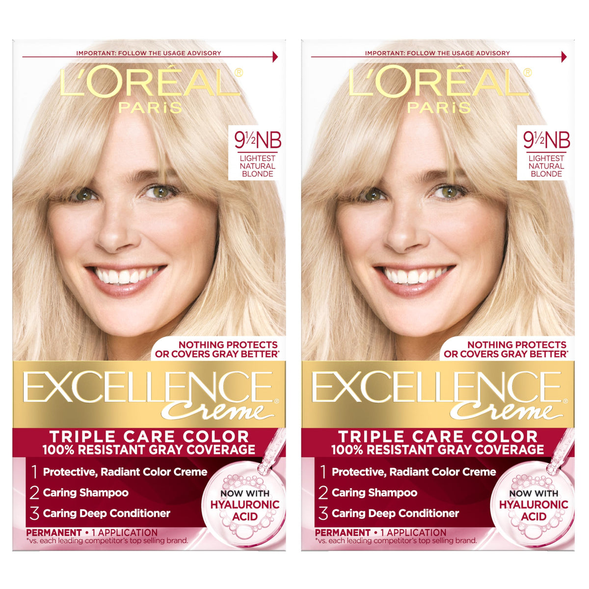 L'Oreal Paris box front packaging showing kit and shade, communicates clear coverage benefit