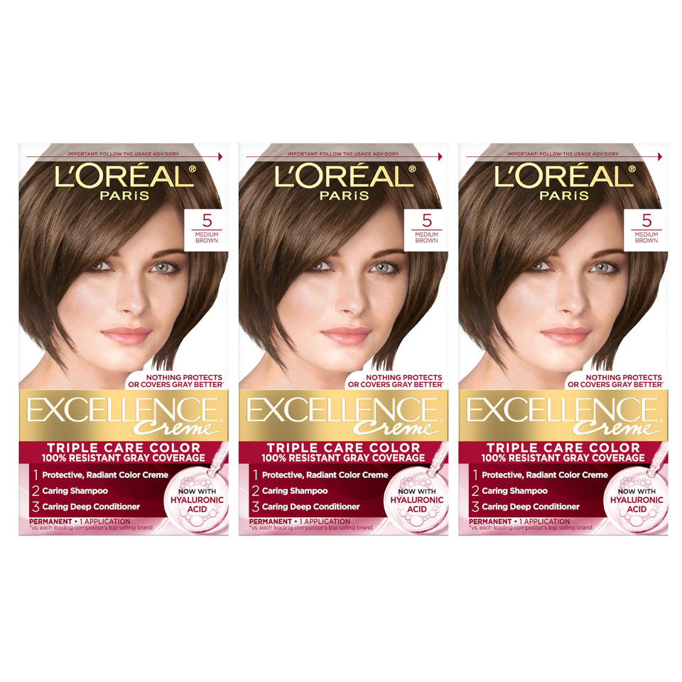 L'Oreal Paris front packaging showing kit and shade, highlights easy gray coverage