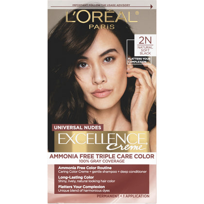 L'Oreal Paris front box showing shade and benefits for easy selection