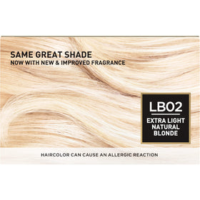 L'Oreal Paris hair swatch of extra light natural blonde with luminous tone