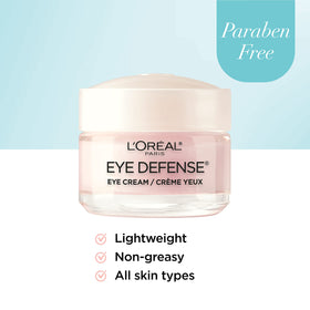 L'Oreal Paris applying pea-sized amount under eye, quick-absorbing benefit