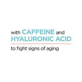 L'Oreal Paris ingredient label close-up, highlights caffeine and hyaluronic acid
