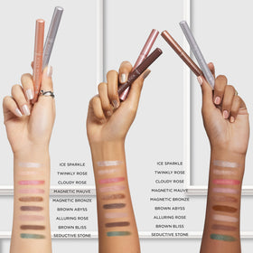 L'Oréal Paris eyeshadow applied on eyelid showing shimmer finish and instant eye definition.