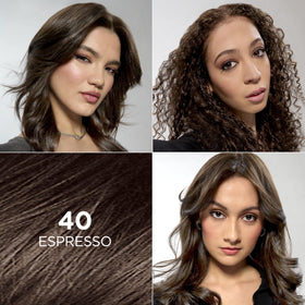 L'Oreal Paris Feria hair swatch displaying espresso shimmer and dimensional tones
