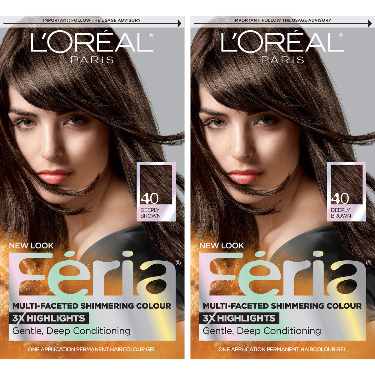L'Oreal Paris Feria front box showing espresso shade and bold shimmer benefit