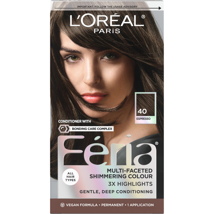 L'Oreal Paris Feria front packaging showing espresso shade and kit benefits