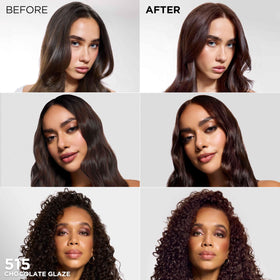 L'Oreal Paris shade swatch on dark hair showing multi-tonal chocolate highlights