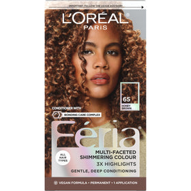 L'Oreal Paris Feria front packaging showing Honey Brown shade and three-tone promise