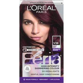 L'Oreal Paris Feria front packaging showing vibrant violet noir and shimmer