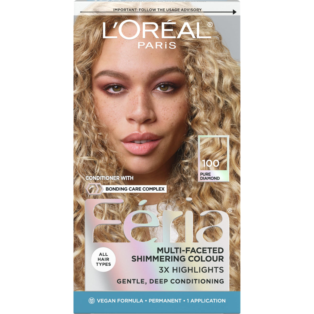 L'Oreal Paris Feria front packaging showing shade and kit contents, clear product benefit