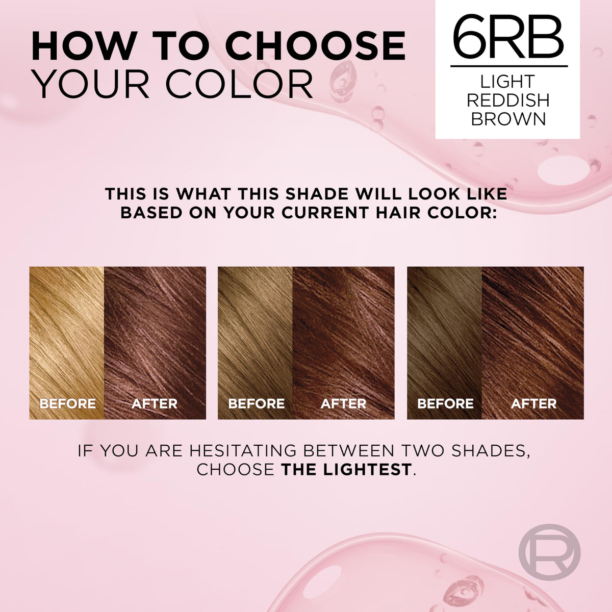L'Oreal Paris finished hair model showing light reddish brown shine and softness