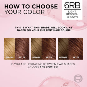 L'Oreal Paris finished hair model showing light reddish brown shine and softness