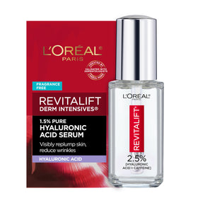 L'Oreal Paris front jar of eye serum showing product and label for refreshed eyes