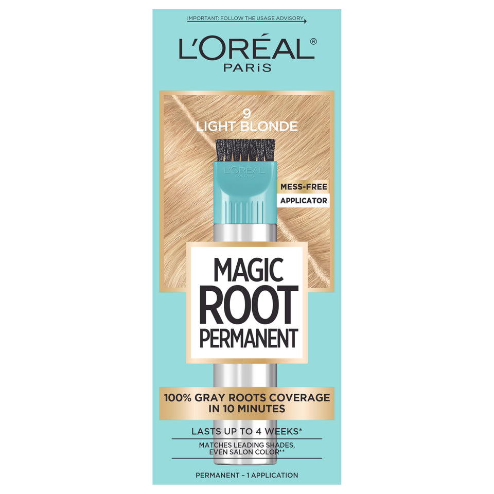 L'Oreal Paris front packaging showing shade 9 Light Blonde and quick 10-minute claim for fast results