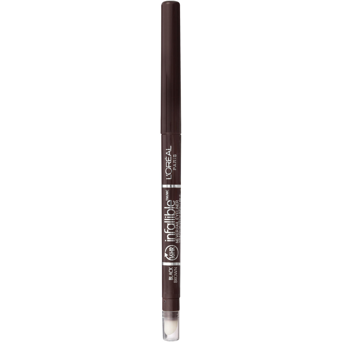 L'Oreal Paris front packaging showing black brown shade and benefits