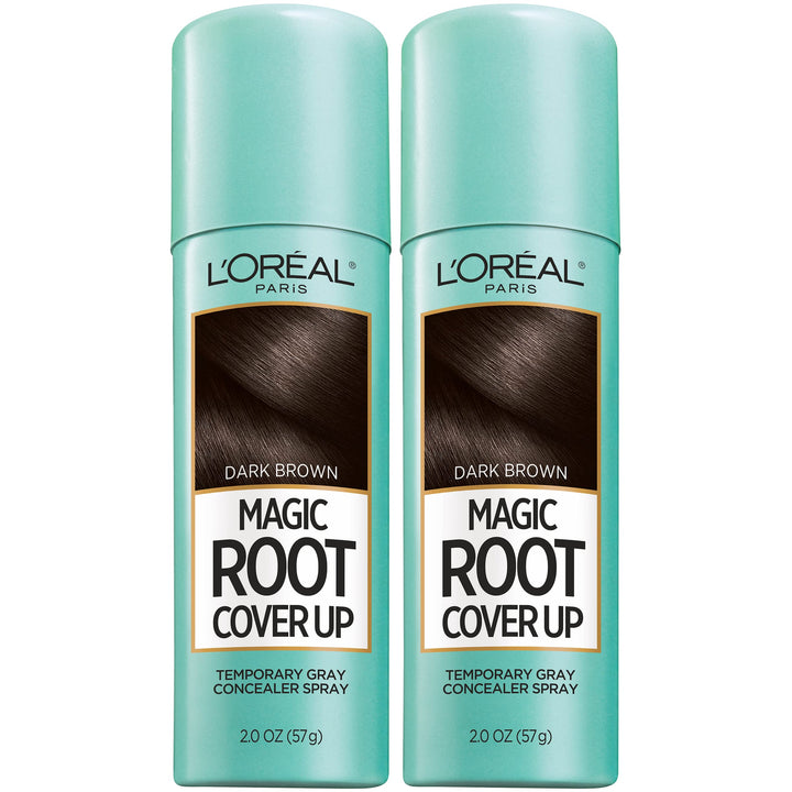 L'Oreal Paris front packaging showing dark brown spray, quick root fix benefit