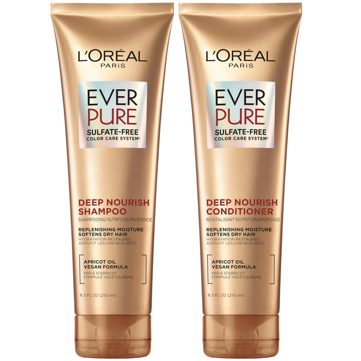 L'Oreal Paris front packaging showing EverPure Deep Nourish set and benefit