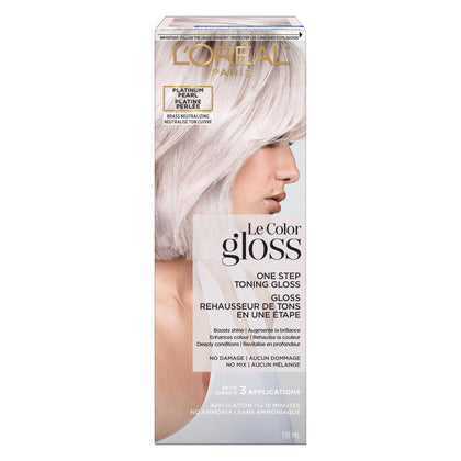 L'Oreal Paris front packaging showing Platinum Pearl shade and benefits