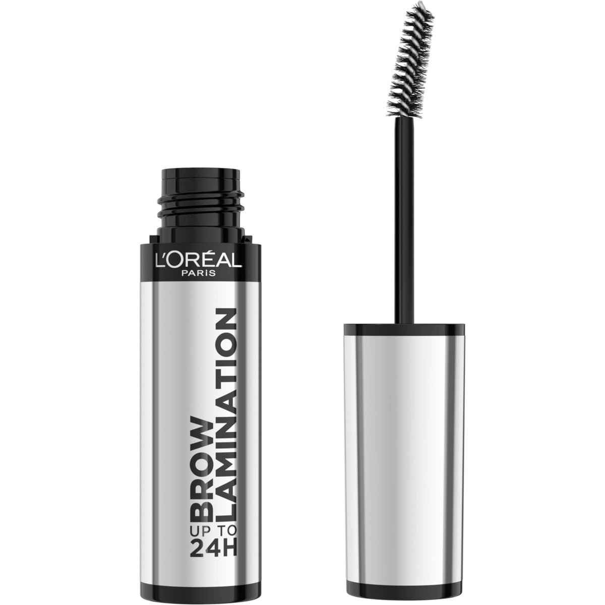 L'Oreal Paris front packaging showing clear longwear brow gel and benefits