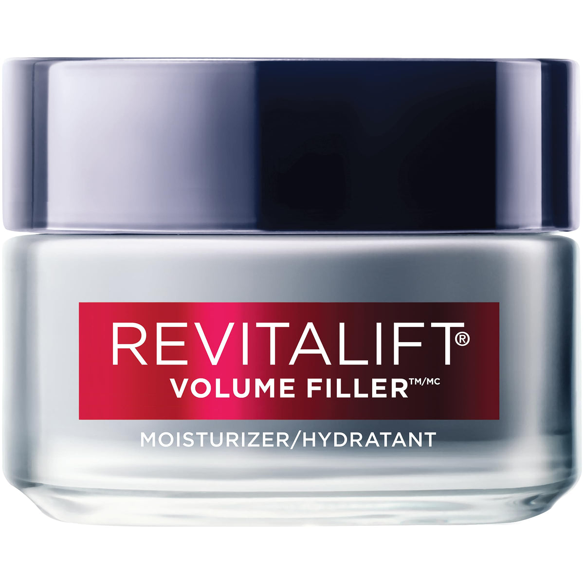 L'Oreal Paris front jar view showing moisturizing texture and visible plumping effect