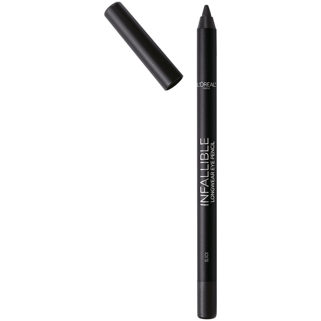 L'Oreal Paris front packaging showing pencil and product name, clear benefit: reliable travel-ready liner