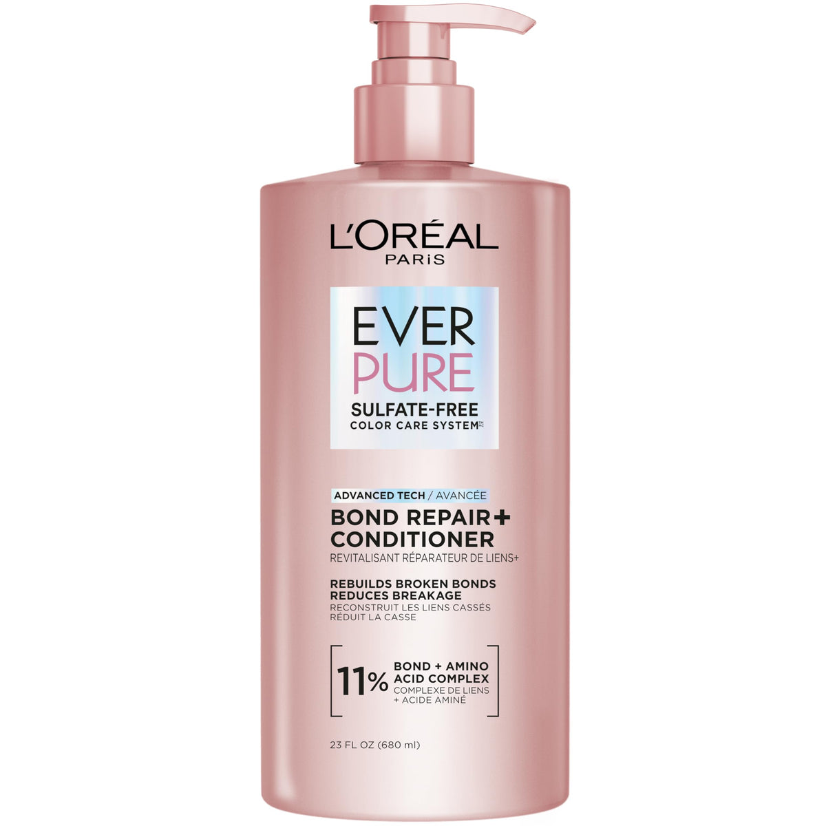 L'Oreal Paris front packaging of Bond Repair+ Conditioner showing label benefits