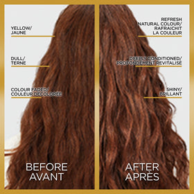 L'Oreal Paris gloss texture close-up highlighting creamy clear formula for smooth shine and conditioning
