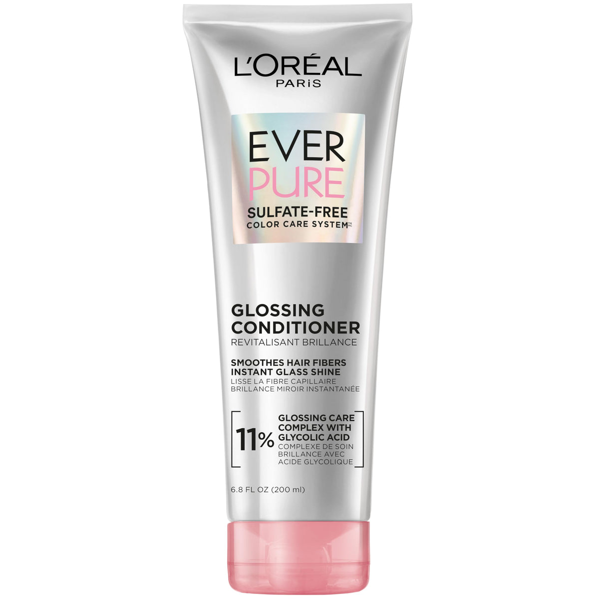 L'Oreal Paris bottle front view showing product benefits and glossy packaging
