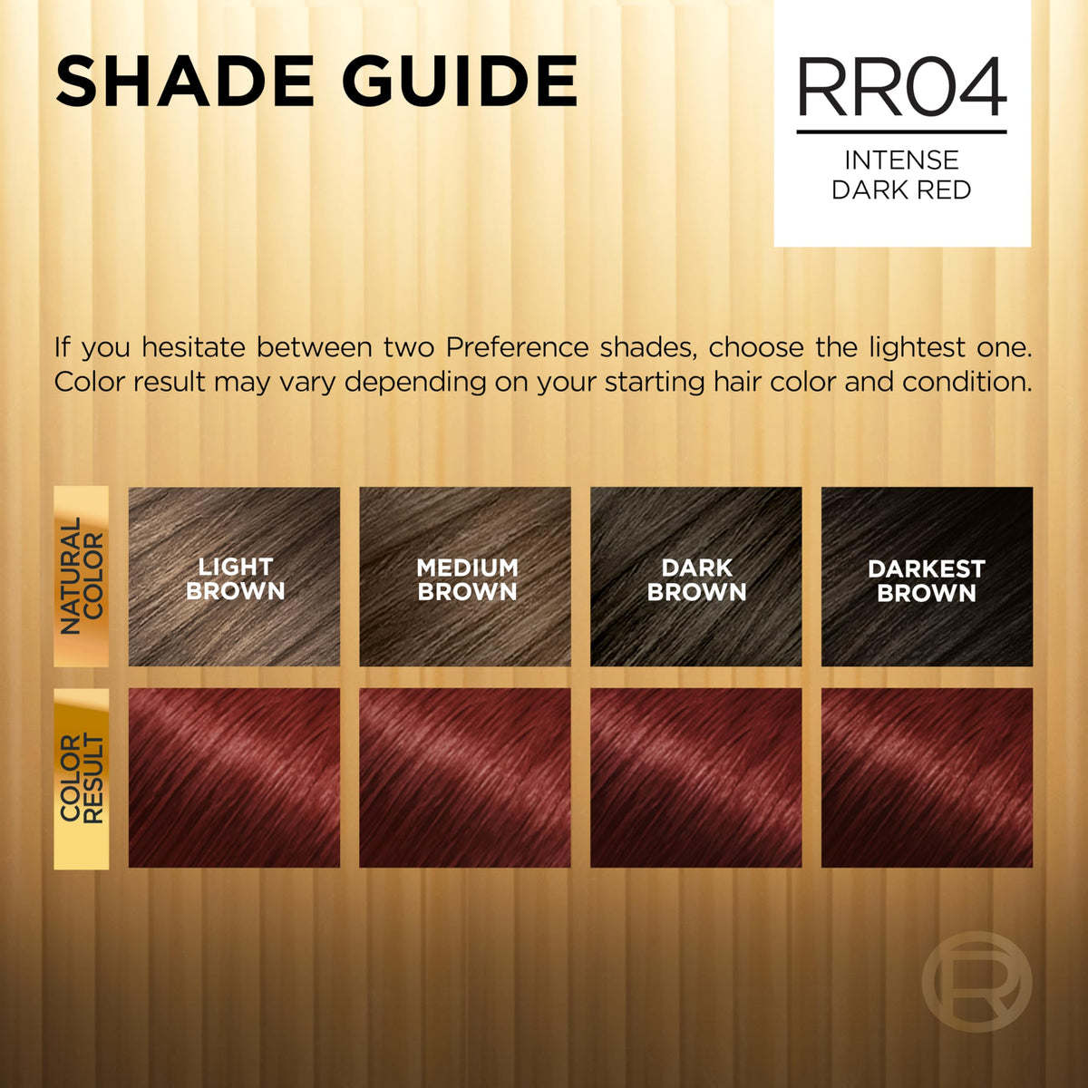 L'Oreal Paris hair swatch in intense dark red showing rich pigment and depth benefit
