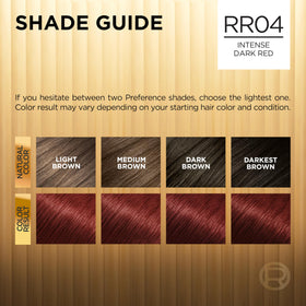 L'Oreal Paris hair swatch in intense dark red showing rich pigment and depth benefit