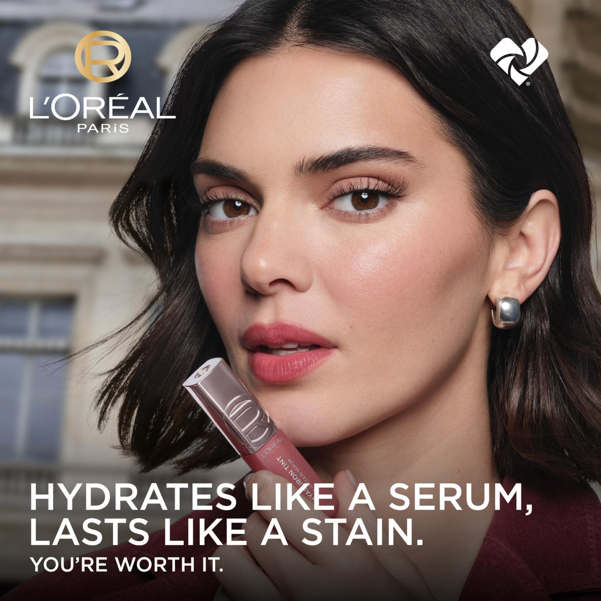 L'Oreal Paris Hyaluron Tint texture swipe showing glossy serum and hydrating finish