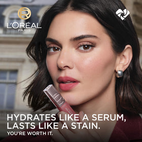 L'Oreal Paris Hyaluron Tint texture swipe showing glossy serum and hydrating finish