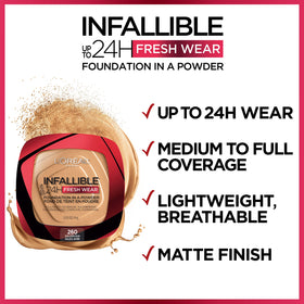 L'Oreal Paris powder applied with brush showing even coverage benefit