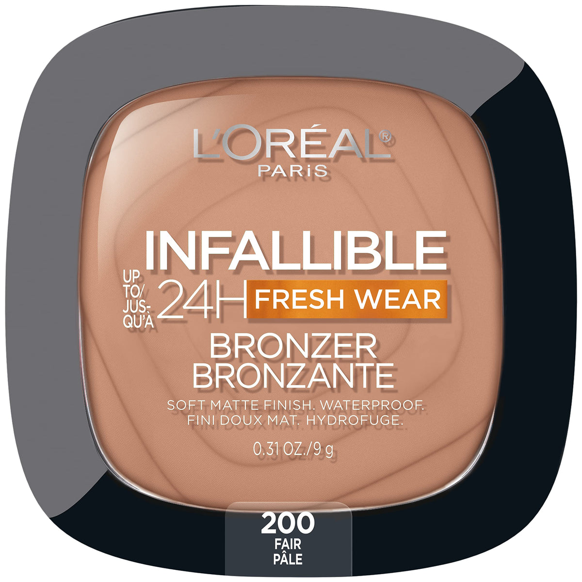 L'Oreal Paris bronzer front packaging showing shade and compact, easy-to-carry