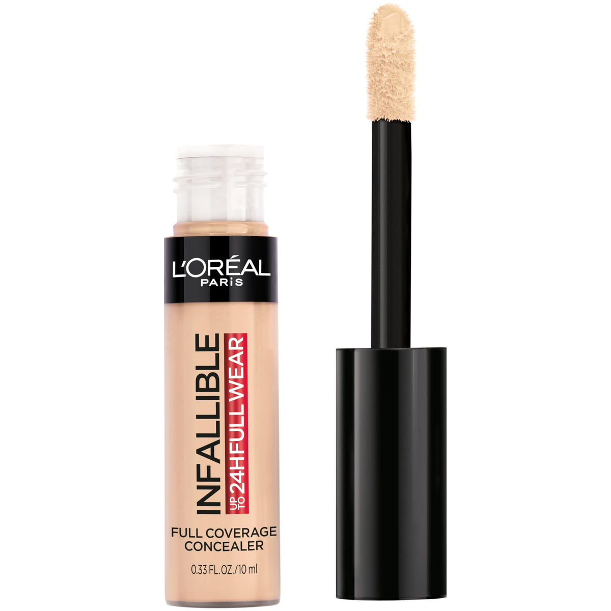 L'Oreal Paris concealer bottle front showing shade and benefit