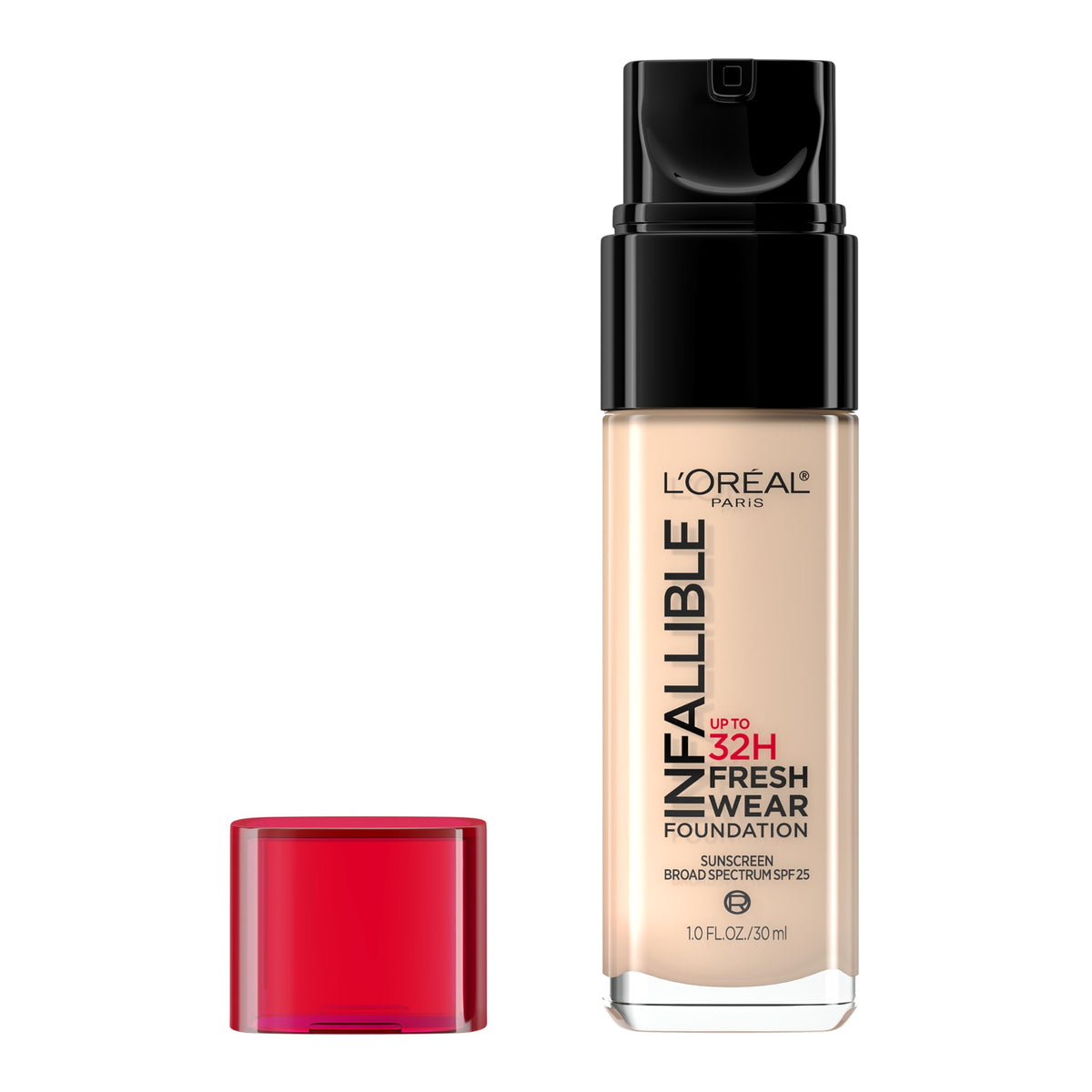 L'Oreal Paris front packaging showing compact bottle and label benefit