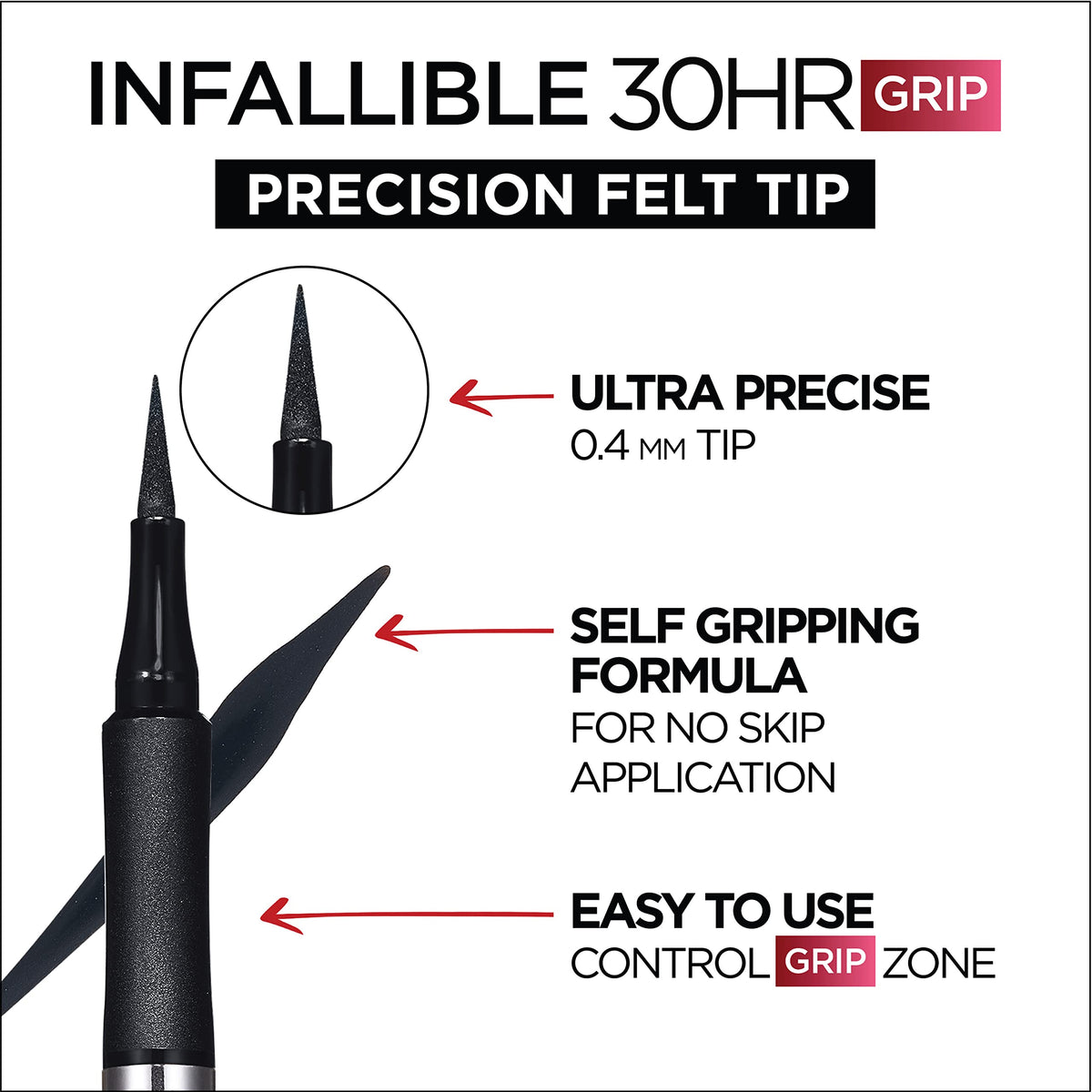 L'Oreal Paris cap and tip beside ruler showing compact scale