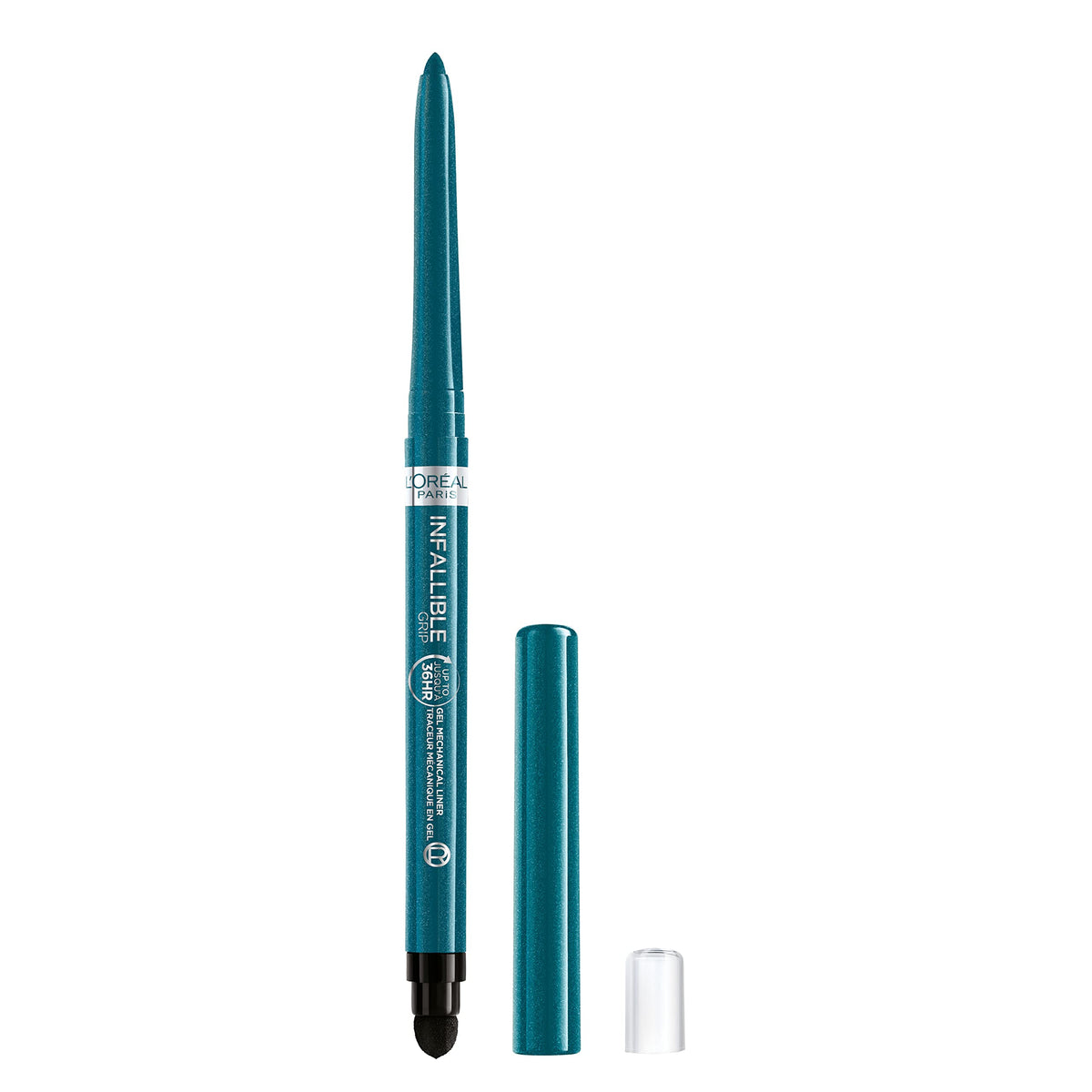L'Oreal Paris pencil front packaging showing turquoise shade and benefits
