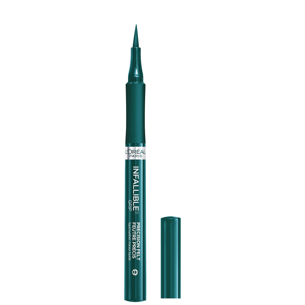 L'Oreal Paris front packaging showing green eyeliner, clear product information benefit