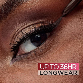 L'Oreal Paris eyeliner applied on model eye showing color payoff benefit enhanced definition