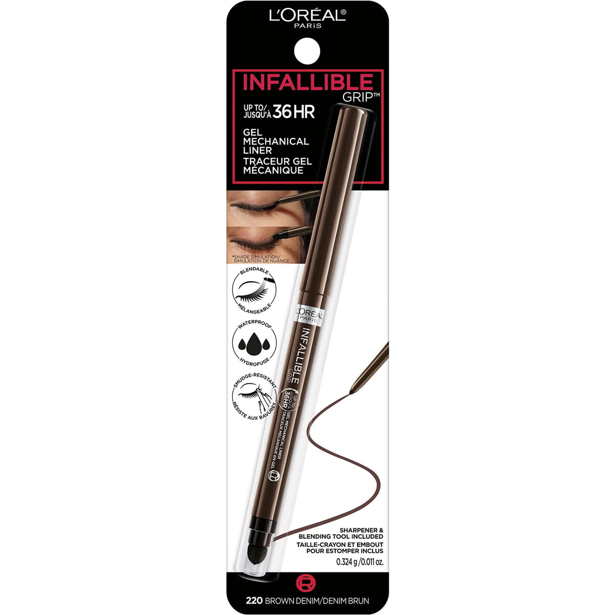 L'Oreal Paris close-up of retractable pencil tip for precise lining benefit control