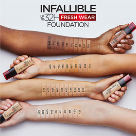 L'Oreal Paris porcelain 405 swatch on arm with true-to-tone match
