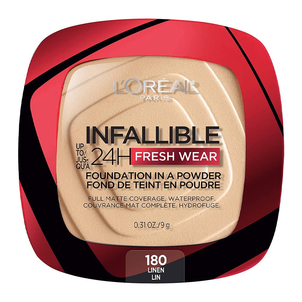 L'Oreal Paris compact front view showing sleek packaging and lasting coverage